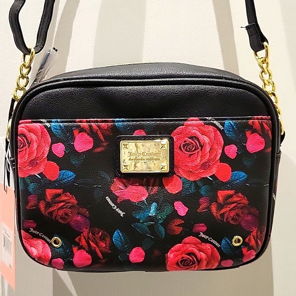 NWT JUICY COUTURE petal rose black crossbody